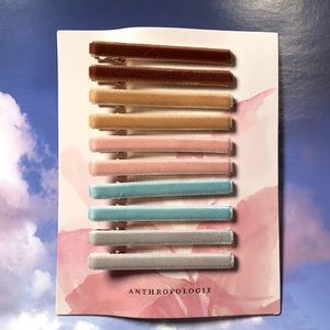 Set of 10 Anthropologie velvet ribbon hair clips